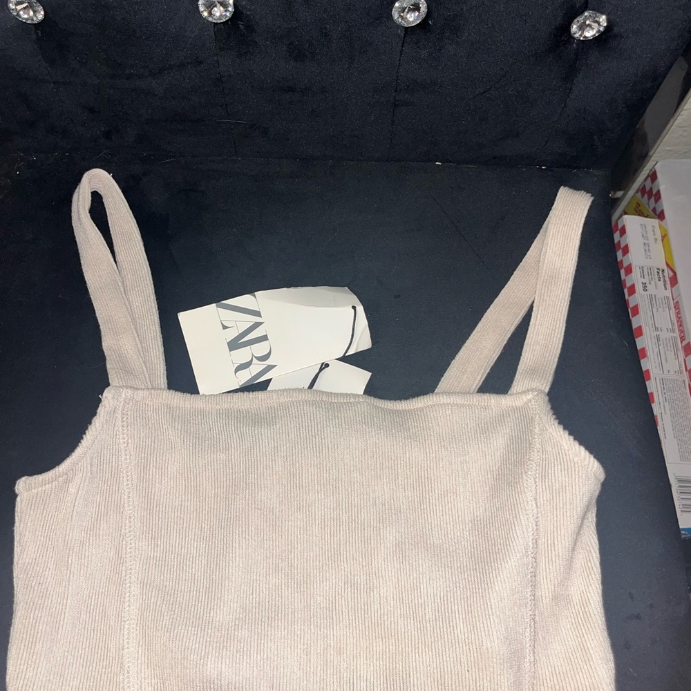 Zara Light Beige Knit Sleeveless Top